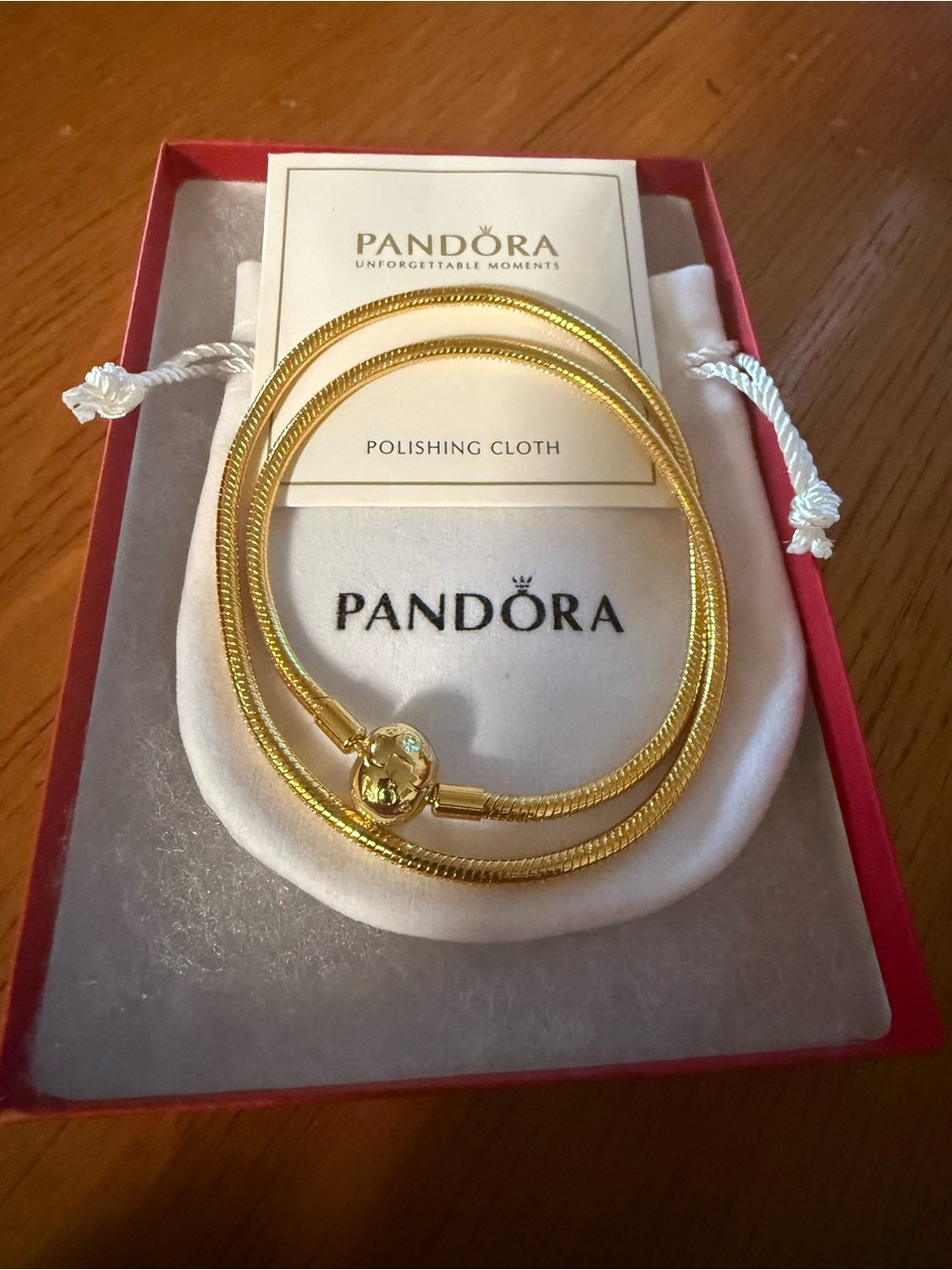 Pandora Gold plated Double Snake Chain necklace with Logo Clasp